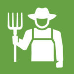 Icon of a farmer holding a pitchfork, symbolizing an authoritative leadership style