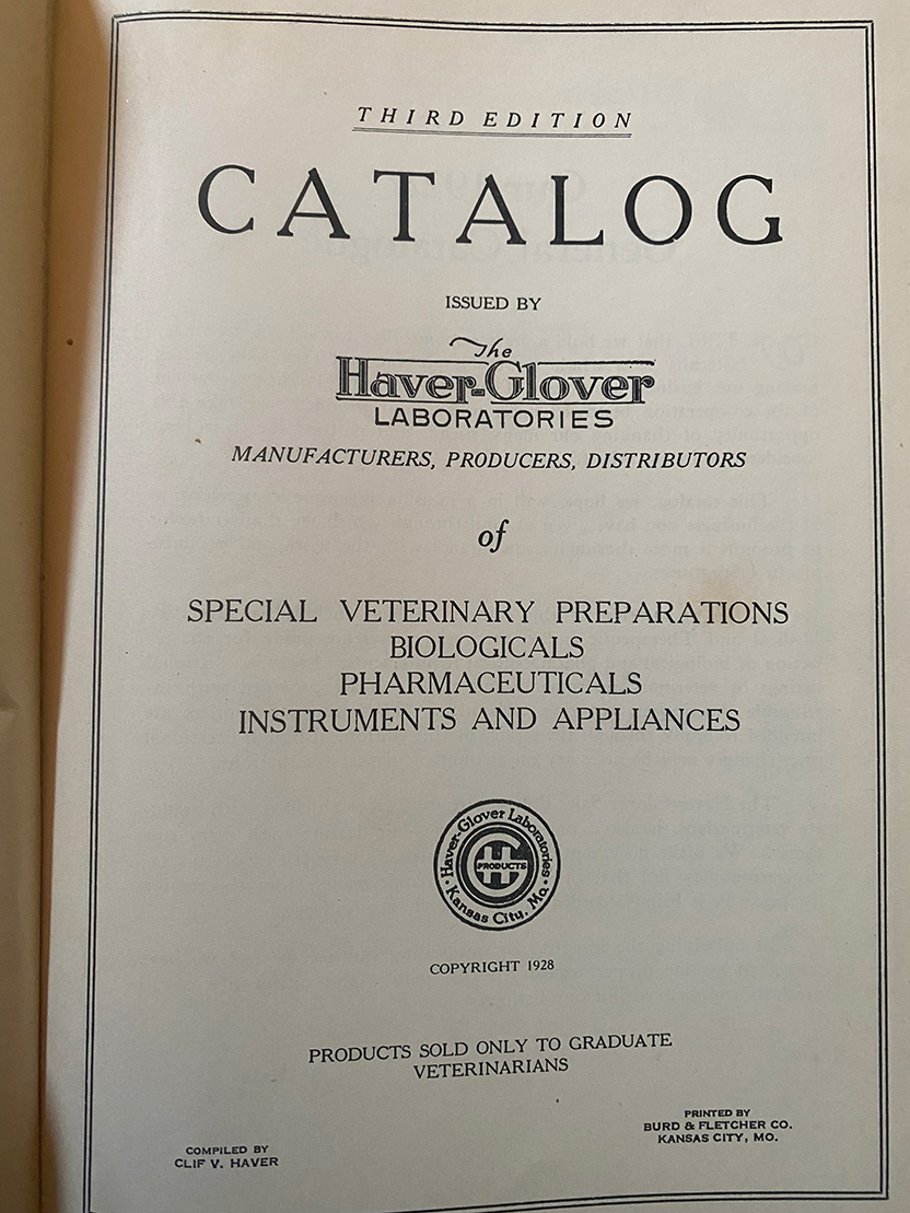 Photo of a veterinary book from 1928